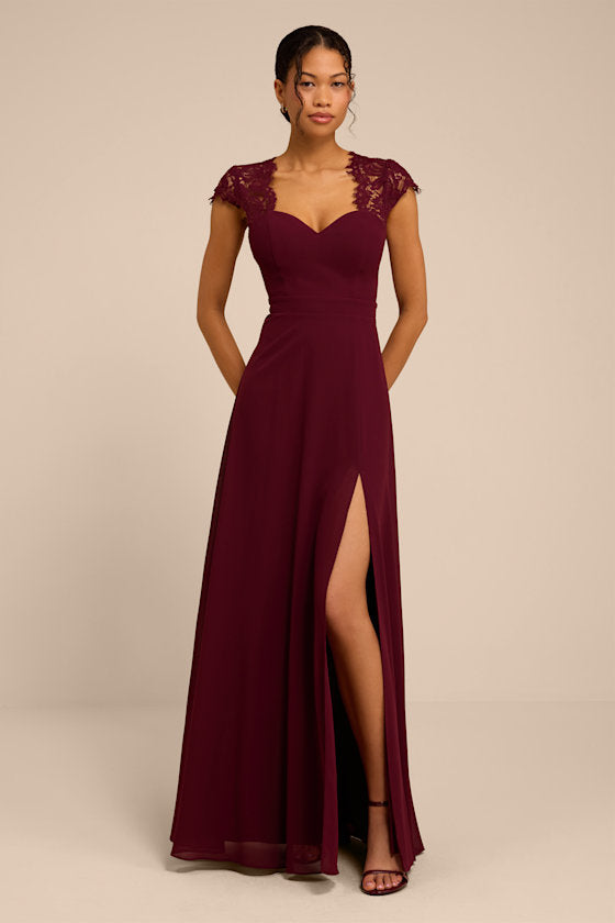 Momentous Moments Plum Lace Backless Maxi Dress