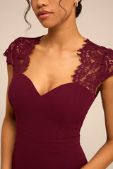 Momentous Moments Plum Lace Backless Maxi Dress