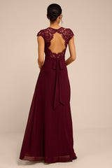Momentous Moments Plum Lace Backless Maxi Dress
