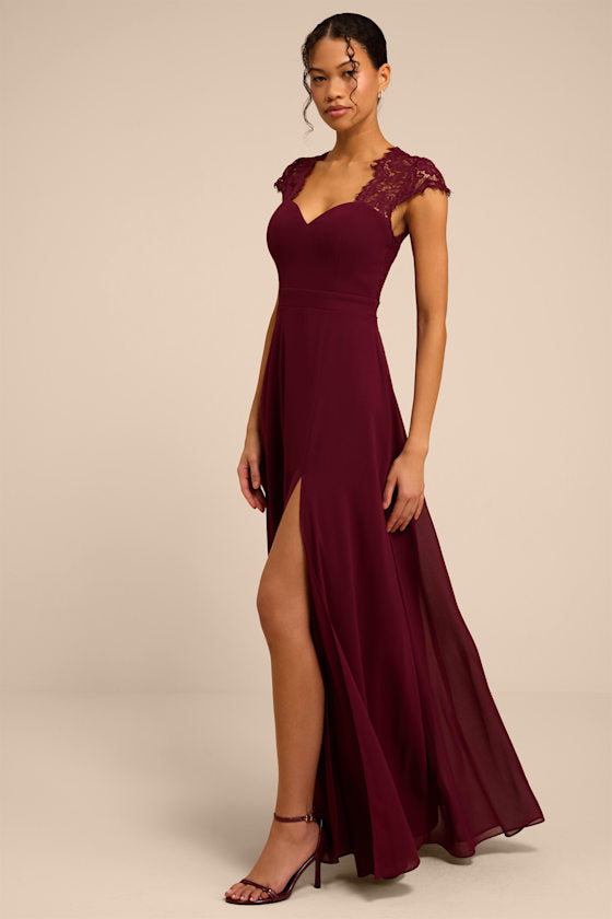 Momentous Moments Plum Lace Backless Maxi Dress