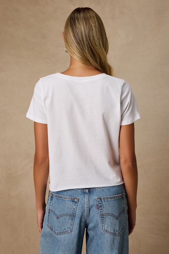 Boycott Mondays White Cropped Graphic Tee