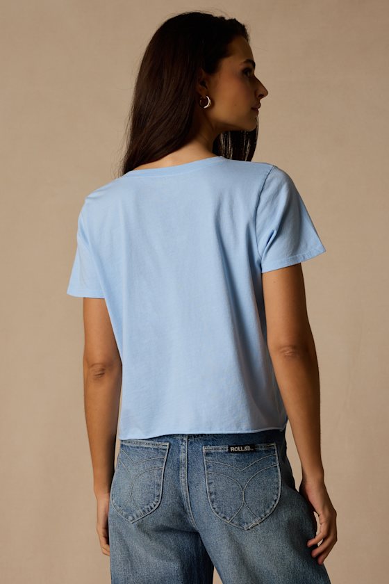 California Light Blue Cropped Graphic Tee