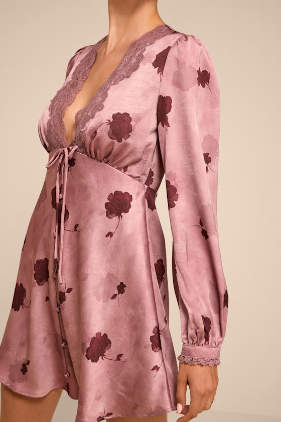 Goldia Mauve Floral Satin Bustier Maxi Dress