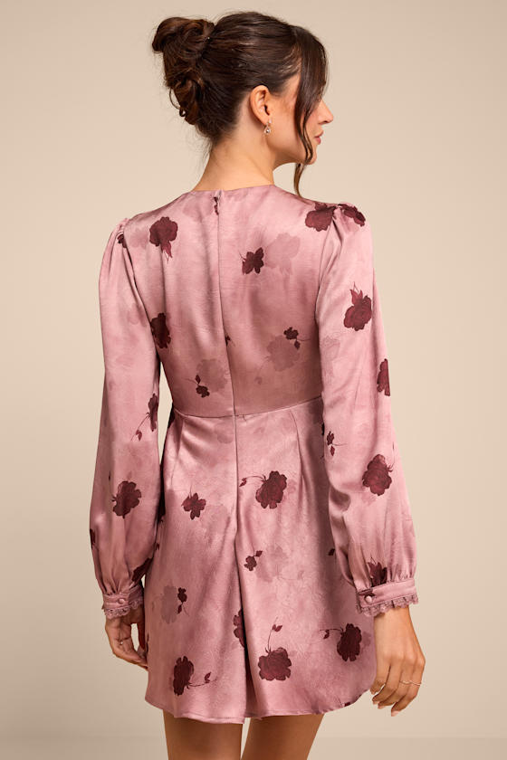 Goldia Mauve Floral Satin Bustier Maxi Dress