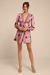 Goldia Mauve Floral Satin Bustier Maxi Dress