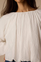 Mavis Ivory Striped Balloon Sleeve Top