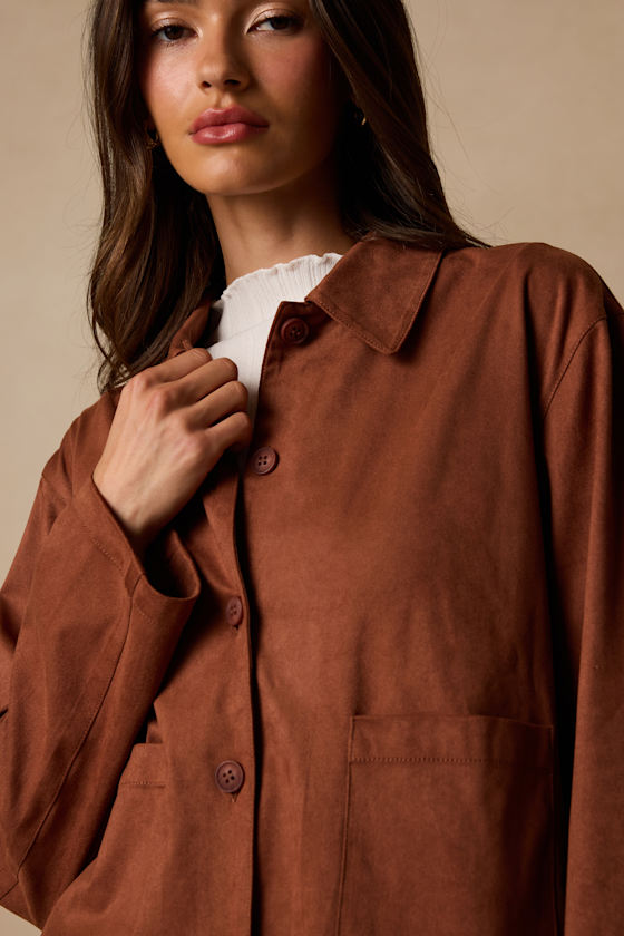 Hilary Brown Suede Collared Jacket