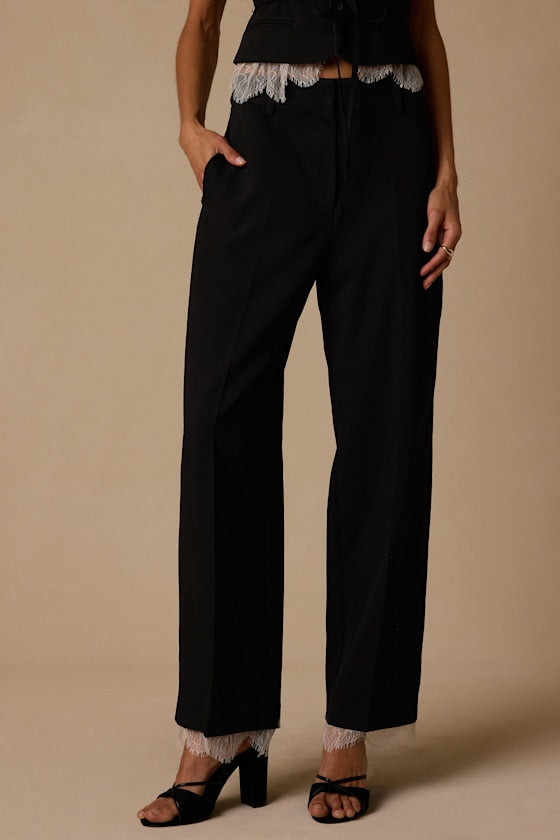 Vesper Black High-Rise Lace Pants