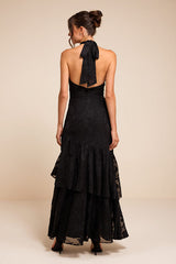 Eloria Black Halter Maxi Dress