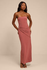 Shiloh Rose Pink Jersey Knit Column Maxi Dress