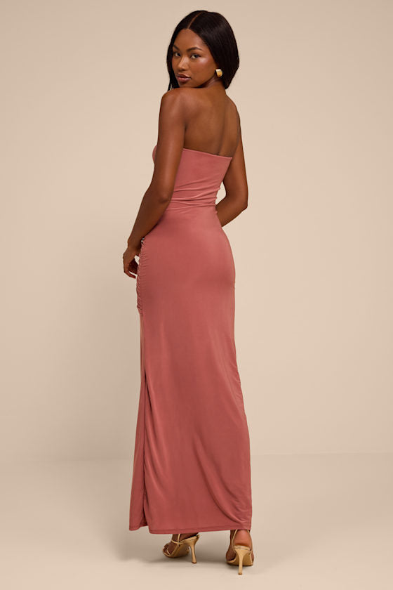 Shiloh Rose Pink Jersey Knit Column Maxi Dress