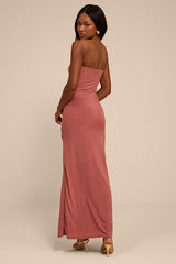 Shiloh Rose Pink Jersey Knit Column Maxi Dress