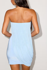 Bryer Light Blue Mesh Overlay Mini Dress
