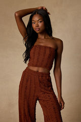 Shayne Rust Brown Textured Two-Piece Jumpsuit