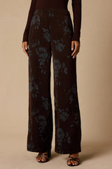 Tully Brown Floral High-Rise Pants
