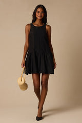 Idina Black Shift Drop Waist Mini Dress