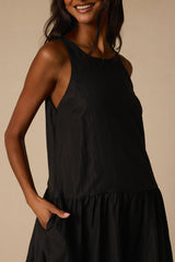 Idina Black Shift Drop Waist Mini Dress