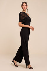Kimia Black Mesh Asymmetrical Jumpsuit