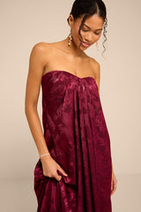 Amiri Burgundy Floral Burnout Shift Maxi Dress
