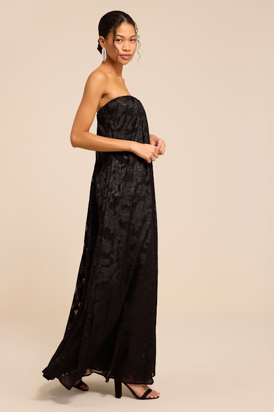 Amiri Black Floral Burnout Shift Maxi Dress