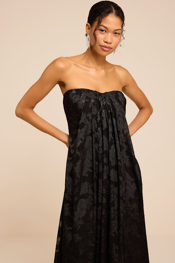 Amiri Black Floral Burnout Shift Maxi Dress
