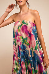 Daylen Blush Multi Floral Satin Shift Maxi Dress