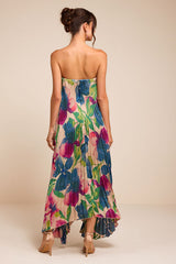 Daylen Blush Multi Floral Satin Shift Maxi Dress