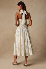 Serenity Cream Multi Floral Halter Midi Dress