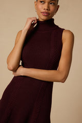 Brit Burgundy Turtleneck Sweater Mini Dress