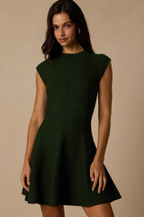 Kary Forest Green Cap Sleeve Sweater Mini Dress