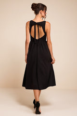 Kenly Black Boat Neck Cutout Midi Dress