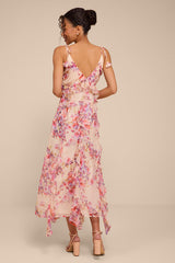 Rylee Cream Multi Floral Tie-Strap Midi Dress