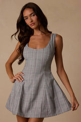 Maddison Grey Multi Plaid Skater Mini Dress