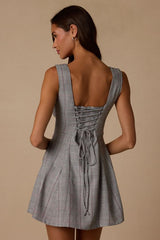Maddison Grey Multi Plaid Skater Mini Dress