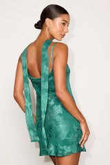 Aydah Emerald Green Floral Burnout Slip Mini Dress and Scarf Set