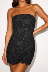 Daley Black Lace Strapless Mini Dress