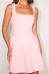 Roetta Light Pink Sleeveless Pleated Mini Dress