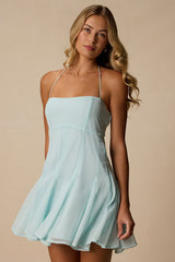 Sophrina Mint Blue Halter Mini Dress