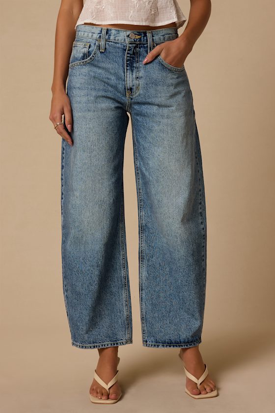 Gale Medium Wash High-Rise Barrel Jeans