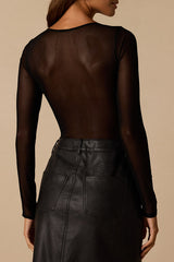 Everyday Luck Black Ruched Long Sleeve Bodysuit