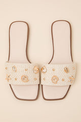 Layan Beige Seashell Slide Sandals