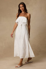 Jessamine Ivory Eyelet Embroidered Strapless Midi Dress