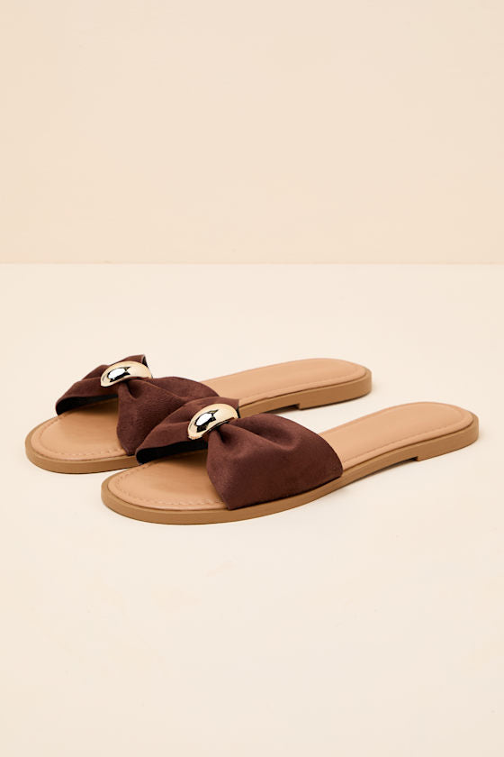 Nara Brown Suede Slide Sandals
