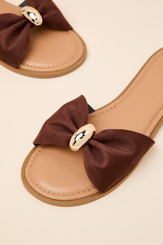 Nara Brown Suede Slide Sandals