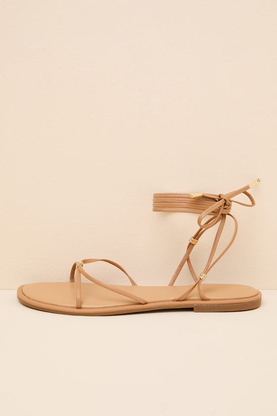 Emory Tan Lace-Up Sandals