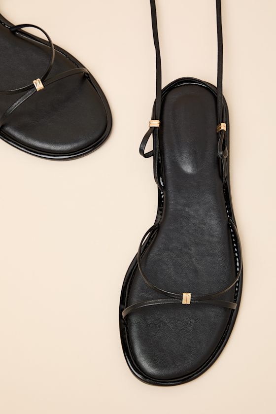 Emory Black Lace-Up Sandals