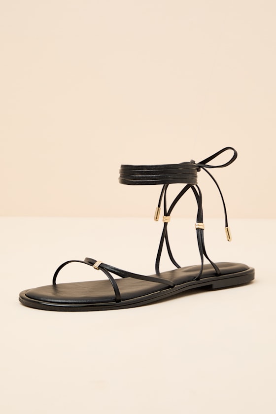 Emory Black Lace-Up Sandals