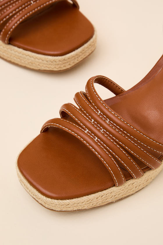 Sunnie Cognac Raffia Wedge Sandals