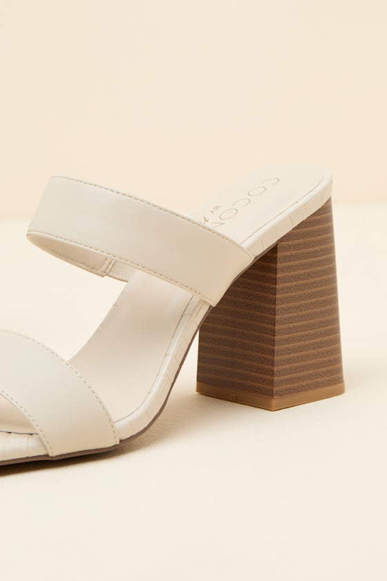 Britt Natural High Heel Slide Sandals