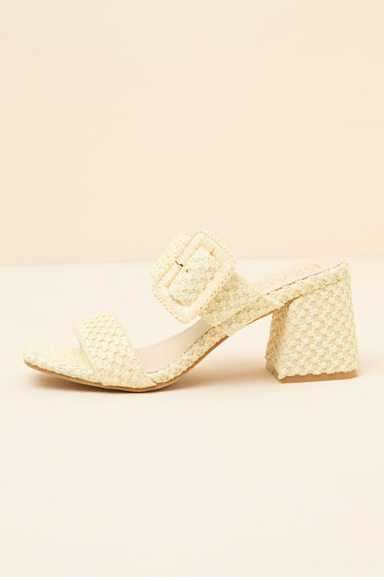 Lucy French Vanilla Raffia High Heel Slide Sandals